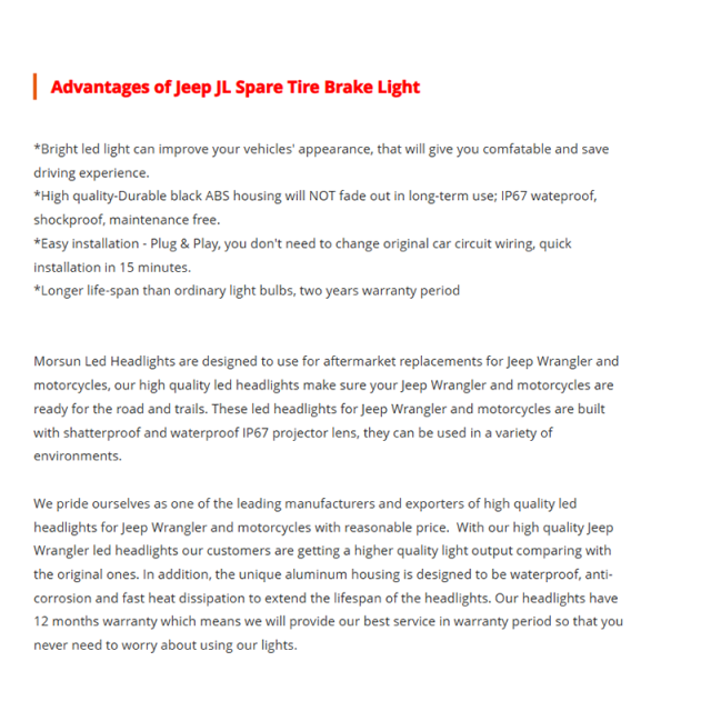 New Arrival 2018 Jeep JL Third Brake Light Jeep Wrangler JL Led 3rd Brake Light 2019 Jeep JL Spare Tire Brake Light