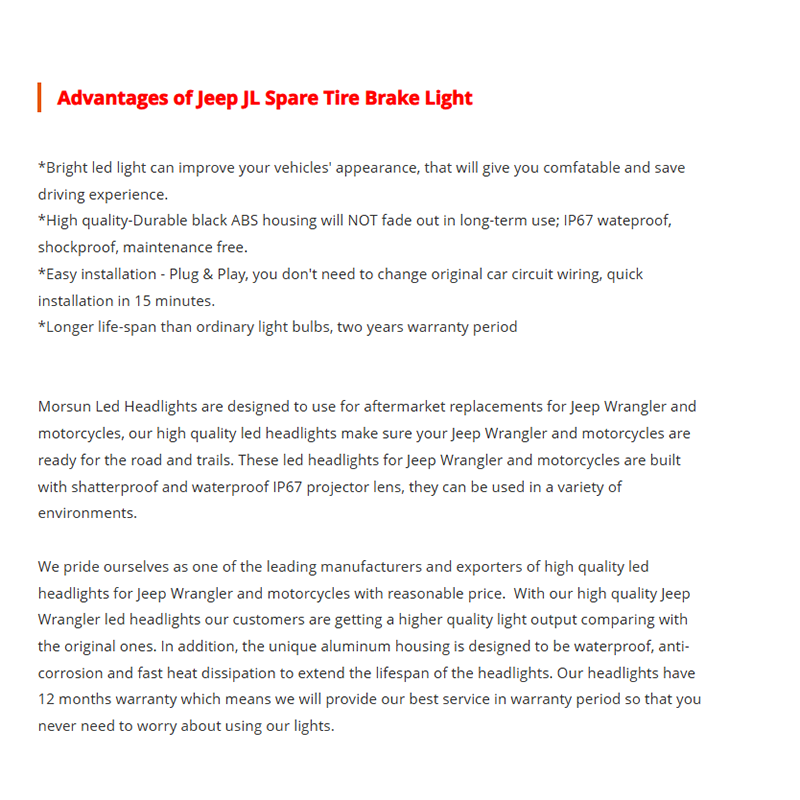 New Arrival 2018 Jeep JL Third Brake Light Jeep Wrangler JL Led 3rd Brake Light 2019 Jeep JL Spare Tire Brake Light