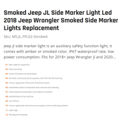 Smoked Jeep JL Side Marker Light Led 2018 Jeep Wrangler Smoked Side Marker Lights Replacement