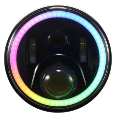 Newest 7" RGB headlight Blutooth Phone APP Control to Colors Change for Jeep Wrangler JK