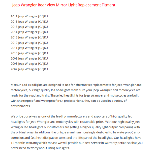 Jeep JK rear view mirror led lights Jeep Wrangler rear view mirror light replacement