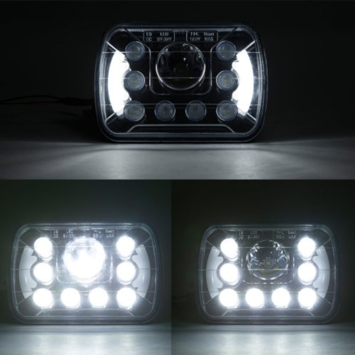 Car accessories 5x7 square led headlight for jeep yj rectangular headlamp for Cherokee xj