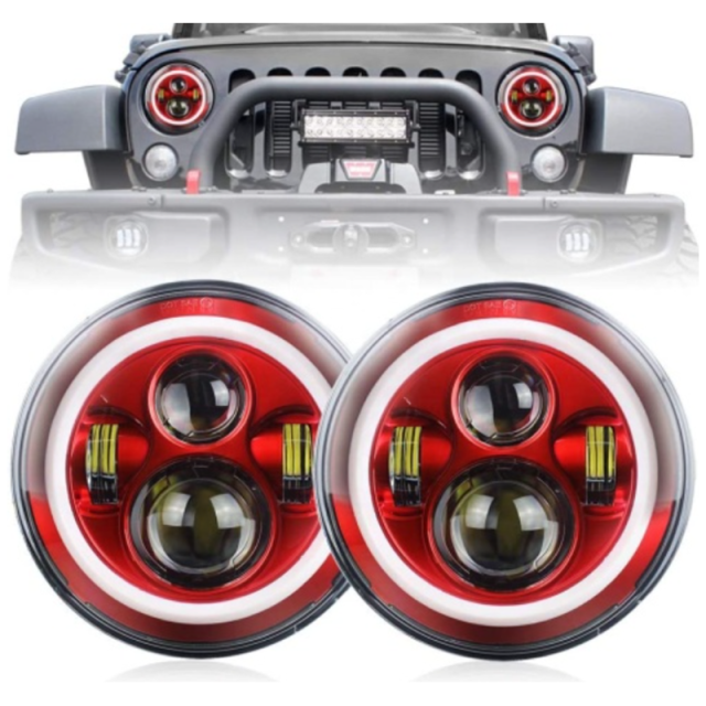 Led Red Halo Lights for Jeep Wrangler JK TJ LJ Red Halo Headlights Jeep Wrangler hi/lo Beam DRL