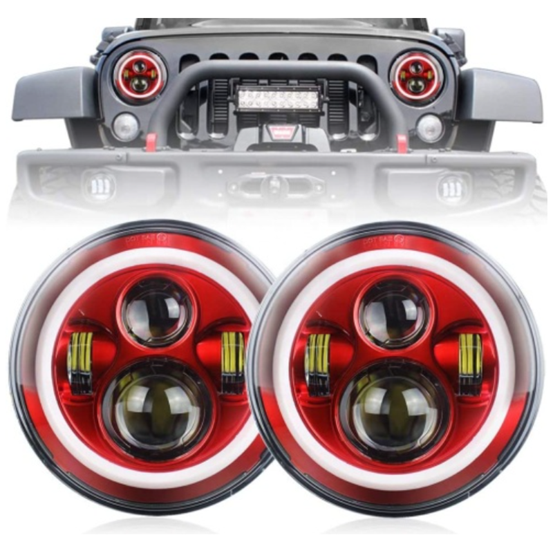 Led Red Halo Lights for Jeep Wrangler JK TJ LJ Red Halo Headlights Jeep Wrangler hi/lo Beam DRL