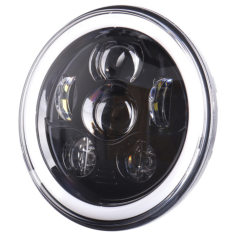 Full Halo Ring White Amber 7" Round Led Headlight 7 Inch Headlamps for Jeep Wrangler Jk