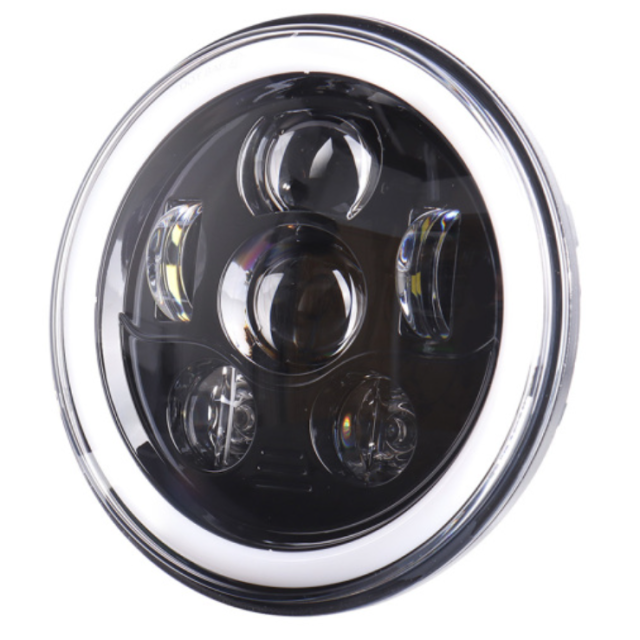 Full Halo Ring White Amber 7" Round Led Headlight 7 Inch Headlamps for Jeep Wrangler Jk