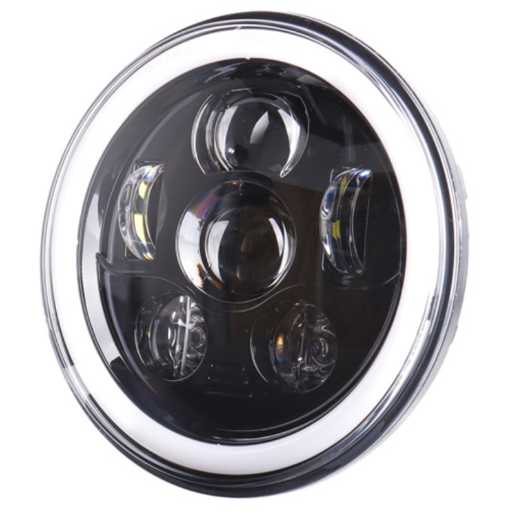 Full Halo Ring White Amber 7" Round Led Headlight 7 Inch Headlamps for Jeep Wrangler Jk