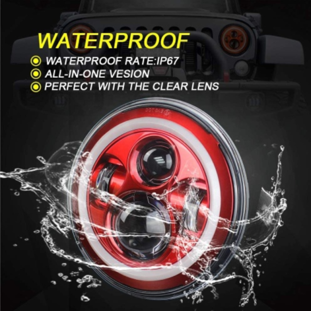 Led Red Halo Lights for Jeep Wrangler JK TJ LJ Red Halo Headlights Jeep Wrangler hi/lo Beam DRL