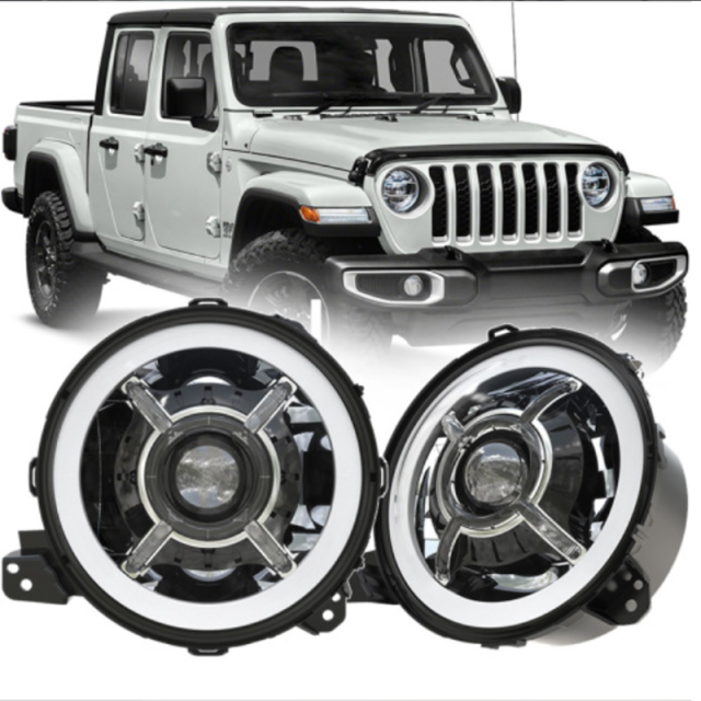 DOT SAE Approved 2020 Jeep Gladiator JT Led Headlights 9" with High Low Beam and Halo DRL