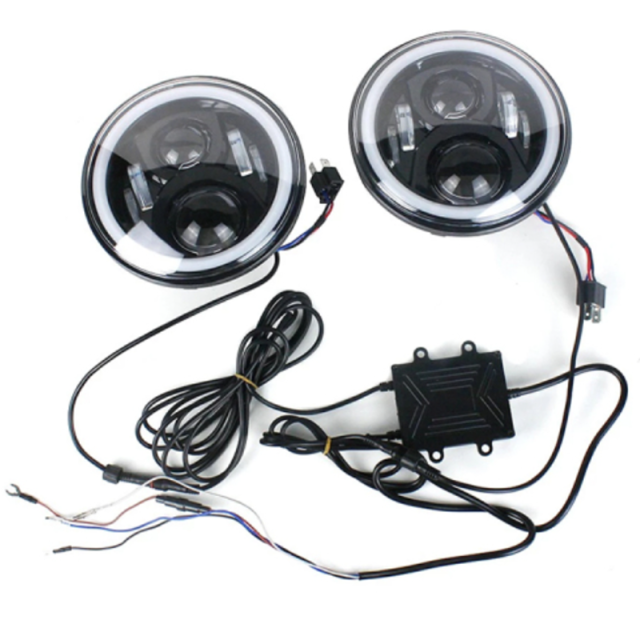 Newest 7" RGB headlight Blutooth Phone APP Control to Colors Change for Jeep Wrangler JK