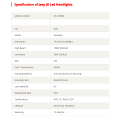 108W High brightness 2007~2016 jeep wrangler jk led headlights 7 inch round jk halo headlights with hi low beam drl