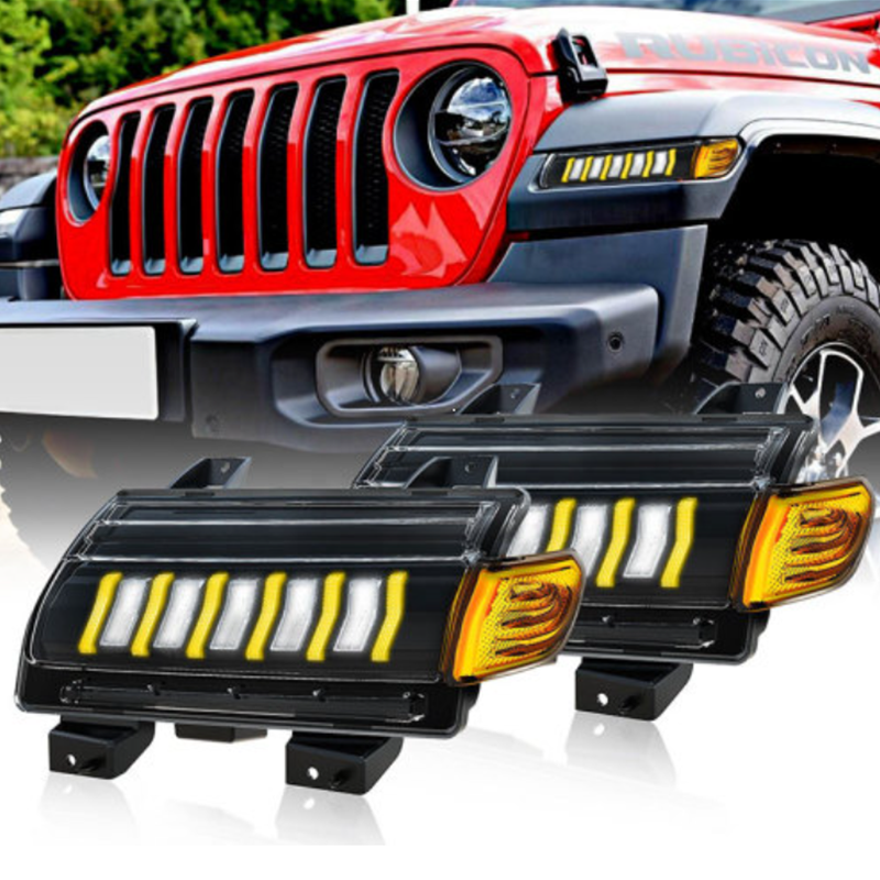 2018 Jeep Wrangler JL Led Daytime Running Lights Jeep JL Sequential Turn Signals for Sahara Rubicon Gladiator