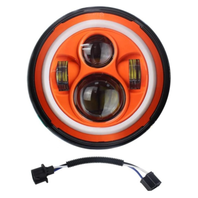 DOT 7 inch Orange Halo Headlights Led Orange Halo Lights for Jeep Wrangler JK 1997-2007
