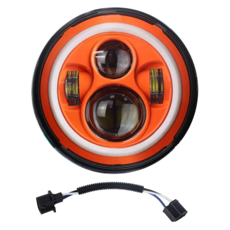 DOT 7 inch Orange Halo Headlights Led Orange Halo Lights for Jeep Wrangler JK 1997-2007