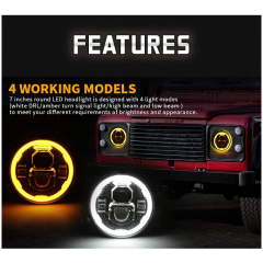 7 inch Round 2007-2017 Jeep Wrangler JK Led Halo Headlights with Amber Turn Signals