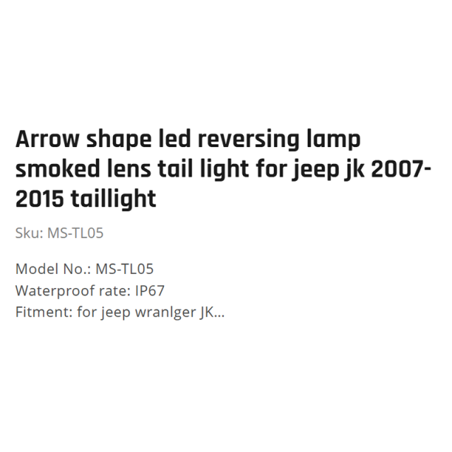 Arrow shape led reversing lamp smoked lens tail light for jeep jk 2007-2015 taillight