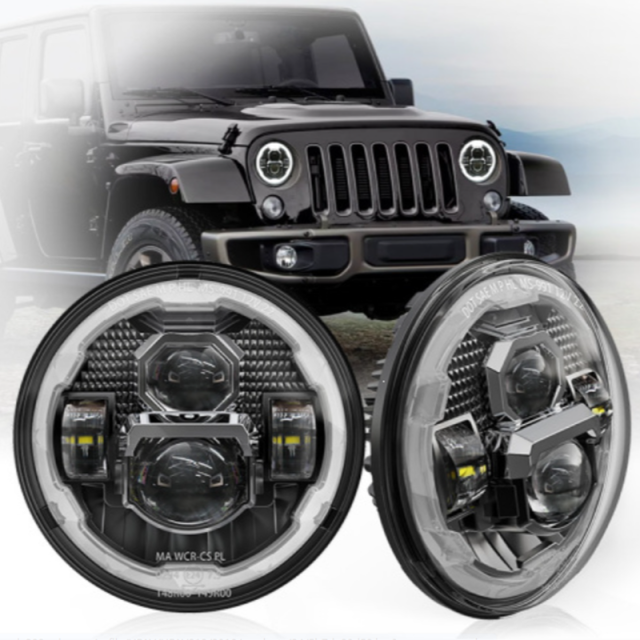 7 inch Round 2007-2017 Jeep Wrangler JK Led Halo Headlights with Amber Turn Signals