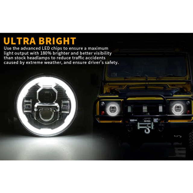 7 inch Round 2007-2017 Jeep Wrangler JK Led Halo Headlights with Amber Turn Signals