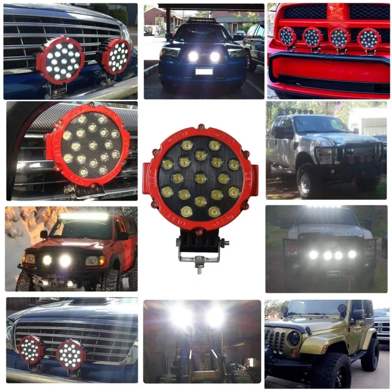 51W 6 inch Round Led Offroad Lights Jeep Wrangler Off Road Lights 6 inch Round Led Driving Lights