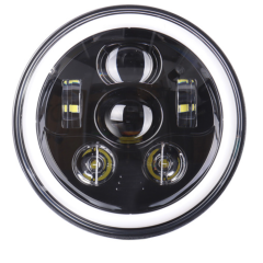 Full Halo Ring White Amber 7" Round Led Headlight 7 Inch Headlamps for Jeep Wrangler Jk