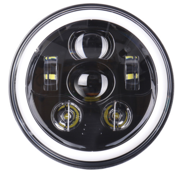 Full Halo Ring White Amber 7" Round Led Headlight 7 Inch Headlamps for Jeep Wrangler Jk