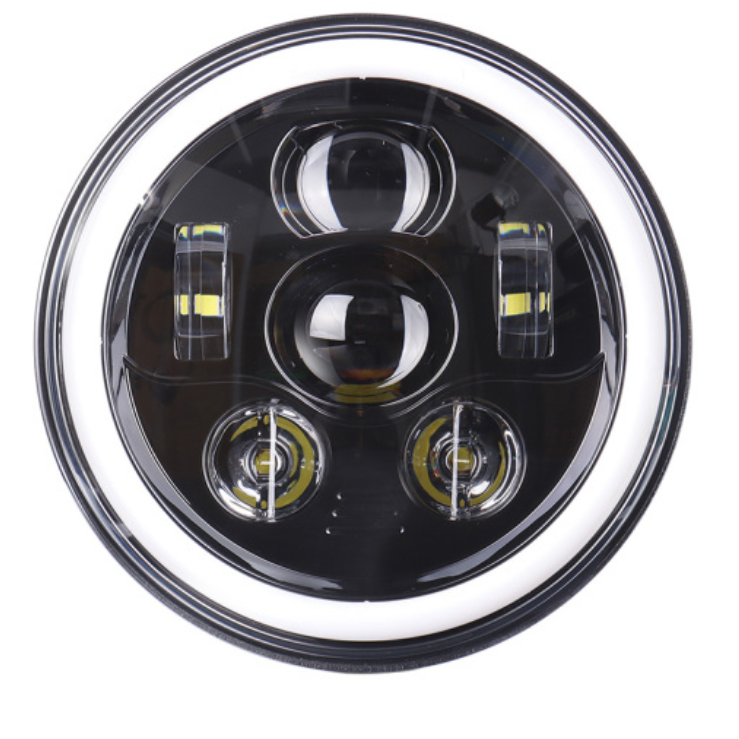 Full Halo Ring White Amber 7" Round Led Headlight 7 Inch Headlamps for Jeep Wrangler Jk