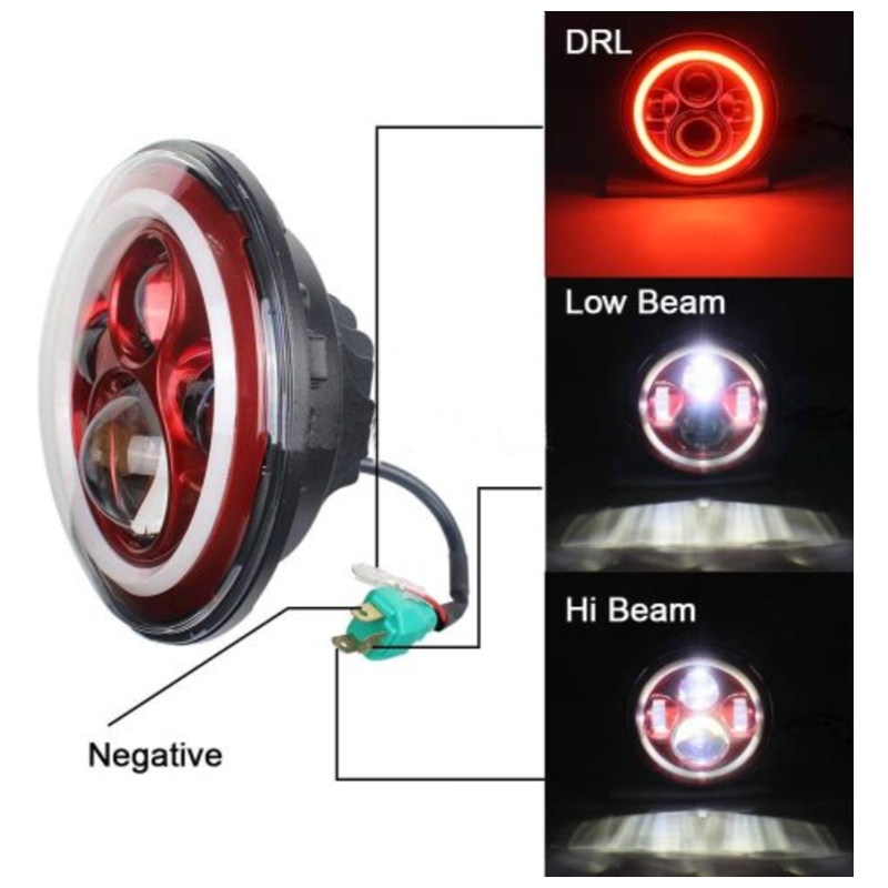 Led Red Halo Lights for Jeep Wrangler JK TJ LJ Red Halo Headlights Jeep Wrangler hi/lo Beam DRL