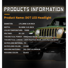 7 Round Led Halo Headlights for 2010 Jeep Wrangler JK JKU with Drl and Amber Turn Signals