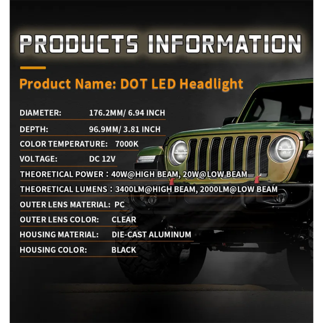 7 Round Led Halo Headlights for 2010 Jeep Wrangler JK JKU with Drl and Amber Turn Signals