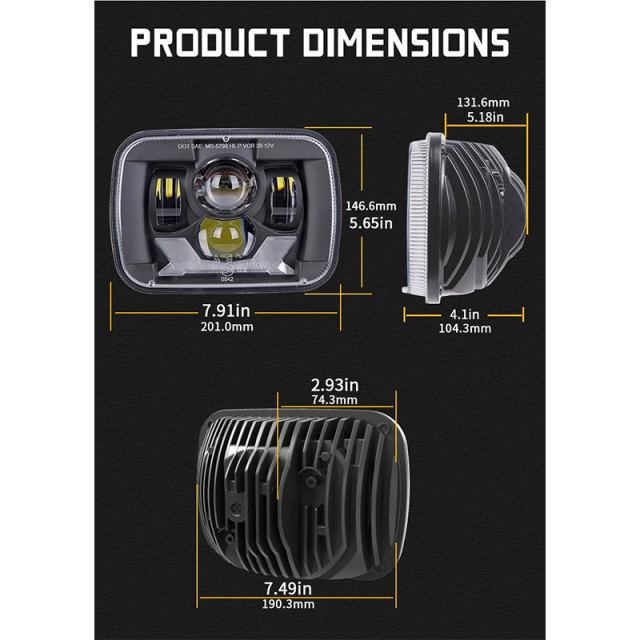 5x7 Lights Rectangular Right Hand Drive Jeep Cherokee Led Headlights RHD American Cars Jeep Wrangler Headlights