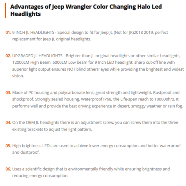 2018-2023 Jeep JL RGB Halo Headlights Bluetooth App Control Jeep Wrangler Color Changing Halo Led Headlights