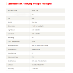 Morsun 7 Inch LED Round 105W Headlight DRL halo Ring Headlamp for Jeep Wrangler Car Motorcycle