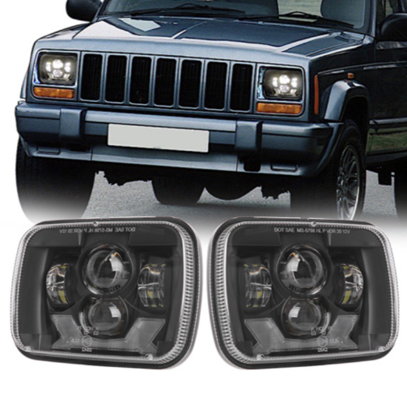 5x7 Led Projector Headlights 1984-2001 Jeep Cherokee XJ Led Headlights with High Low Beam DRL Turn Signals