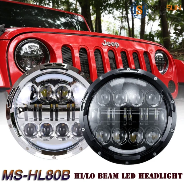 For Jeep Wrangler Parts 7 headlights White/Amber Halo Ring Headlight for Road Glide Hi/Low Beam 7" Headlamp for Jeep Wrangler