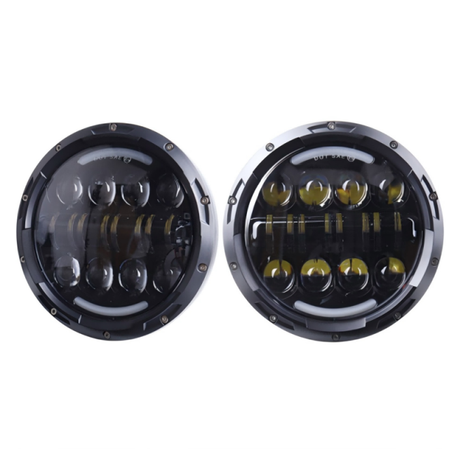 For Jeep Wrangler Parts 7 headlights White/Amber Halo Ring Headlight for Road Glide Hi/Low Beam 7" Headlamp for Jeep Wrangler