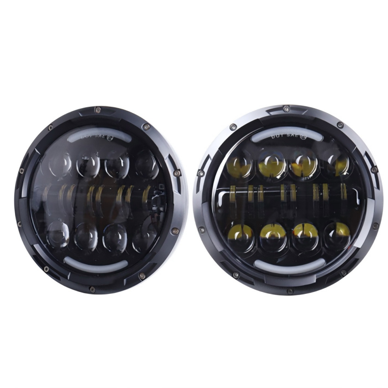 For Jeep Wrangler Parts 7 headlights White/Amber Halo Ring Headlight for Road Glide Hi/Low Beam 7" Headlamp for Jeep Wrangler