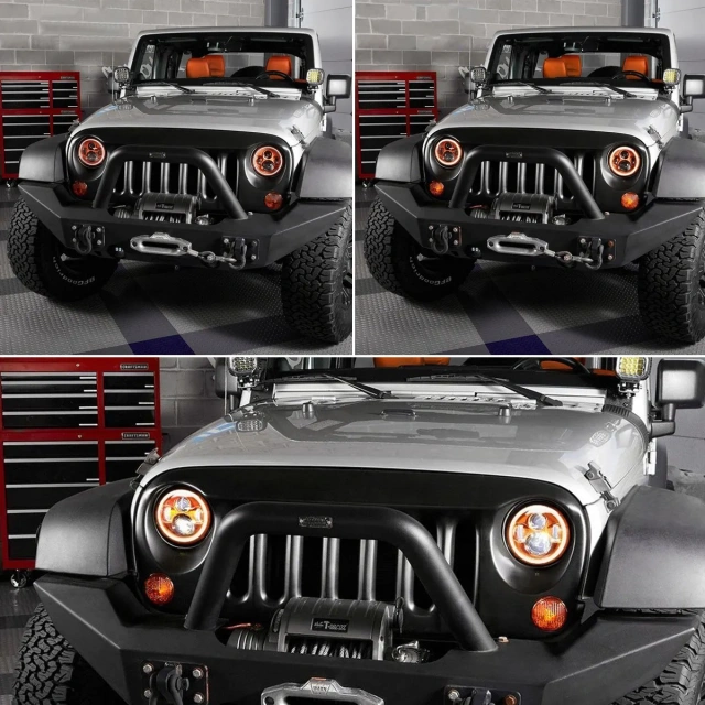 Led Red Halo Lights for Jeep Wrangler JK TJ LJ Red Halo Headlights Jeep Wrangler hi/lo Beam DRL