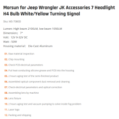 Morsun for Jeep Wrangler JK Accessories 7 Headlight H4 Bulb White/Yellow Turning Signal