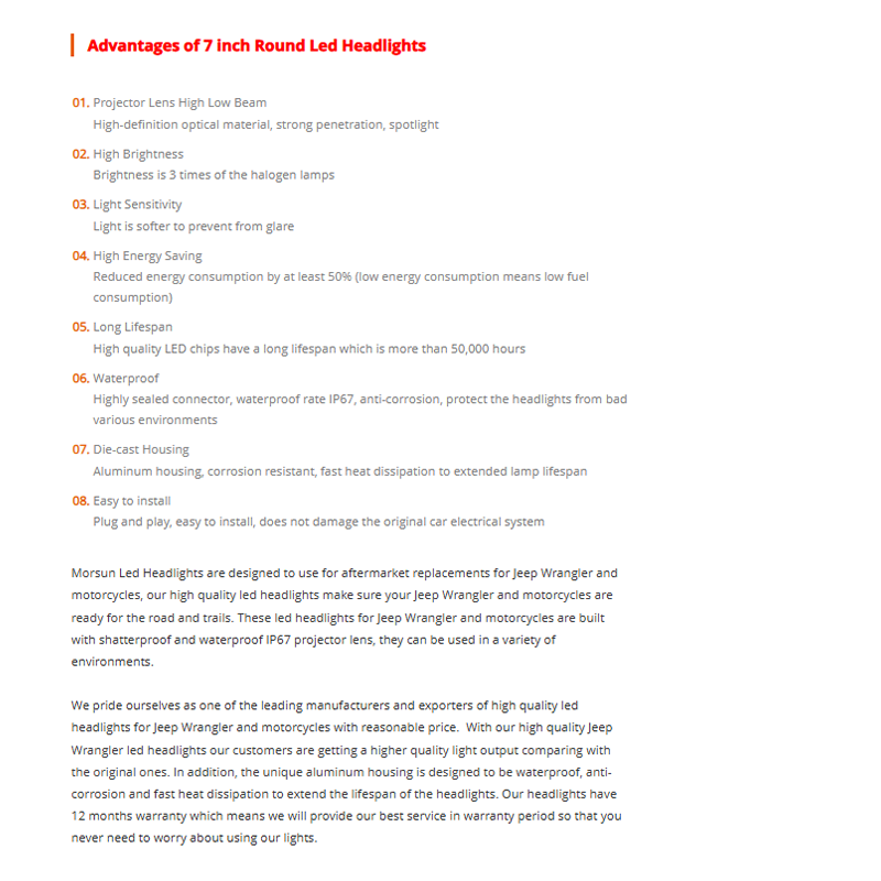 Morsun Wrangler JK Accessories 7" Hi/Low Sealed Beam Headlights for Jeep LJ TJ also Motorbike