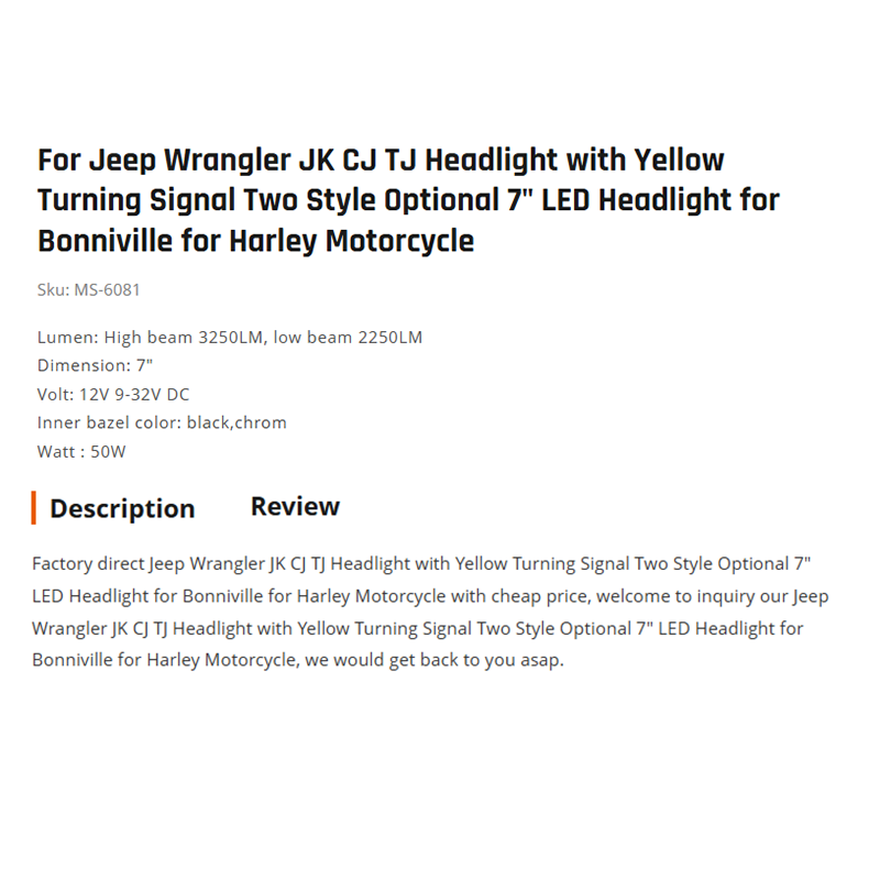 For Jeep Wrangler JK CJ TJ Headlight with Yellow Turning Signal Two Style Optional 7" LED Headlight for Bonniville for Harley Motorcycle