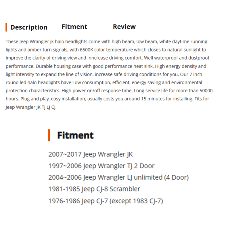 2007-2017 Jeep Wrangler JK Halo Headlights 7 inch Round Led Halo Headlights for Jeep Wrangler JK JKU