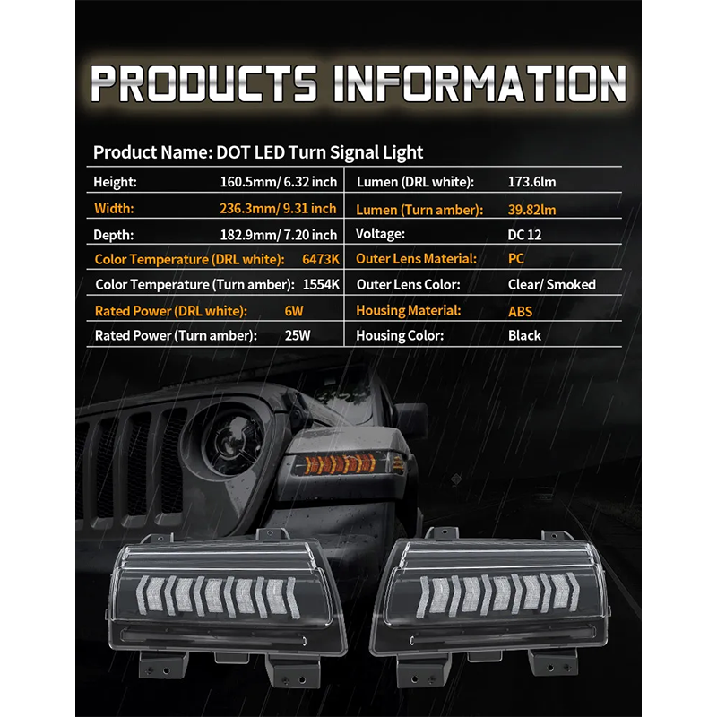 Led Daytime Running Lights with Turn Signal for 2018+ Jeep Wrangler Sahara 4-Door Rubicon 2-Door 4-Door