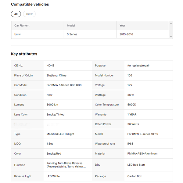 Modified Dragon Scale LED Tail Light for BMW 5 Series G30 G38 2010-2019 New Red Lens Yellow Light Rear Lamp Tail Lamp Assembly