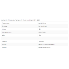 For USA Corolla Taillights 2020 Year