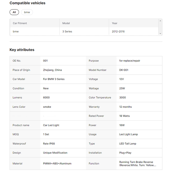 Modified Smoke Taillight Rear Tail Lamp Led Tail Light for Bmw 3 Series F30 F80 2012 - 2018