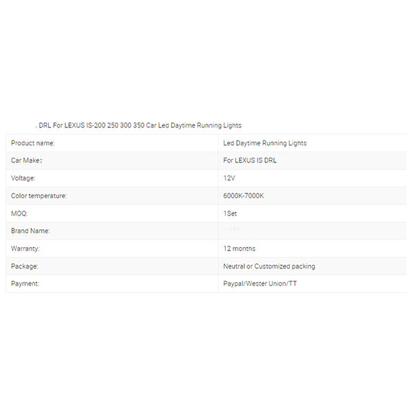 For LEXUS IS-200 250 300 350 Car Led Daytime Running Lights