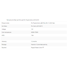 For Toyota Camry LED Taillights V2 2018