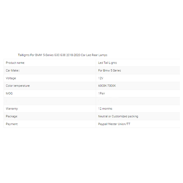 Taillights For BMW 5-Series G30 G38 2018-2020 Car Led Rear Lamps