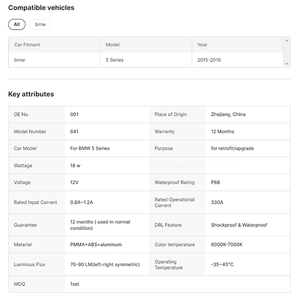 Tail Lamp Rear Light for BMW 5 Series F10 F18 2011- 2017 Taillights