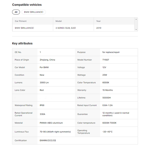 Tail Lamp for BMW 3 Series G20 2020-2021 Dragon Scale Taillight